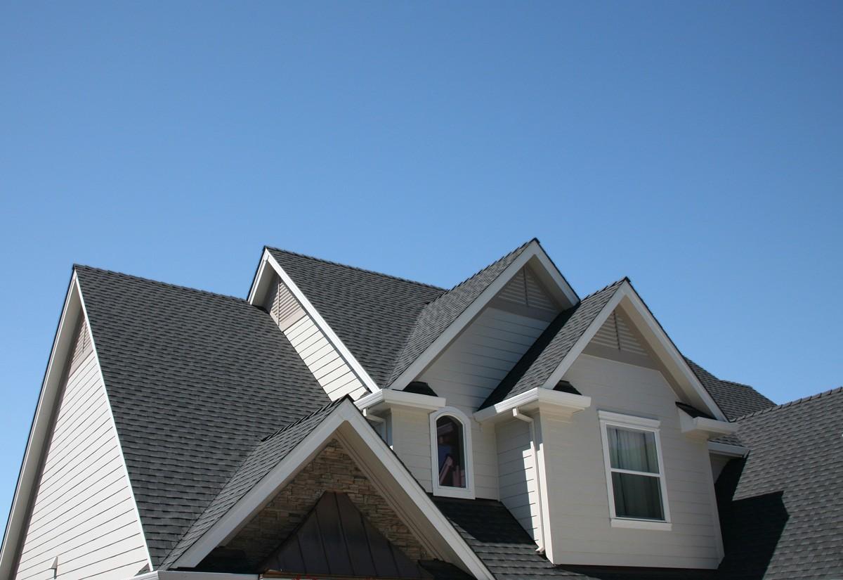 Aerial view of residential rooftops